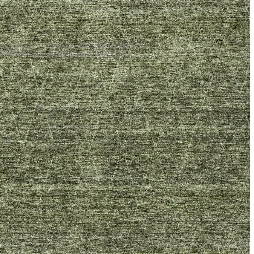 Olive Green And Ivory Geometric Washable Indoor Outdoor Area Rug Photo 6