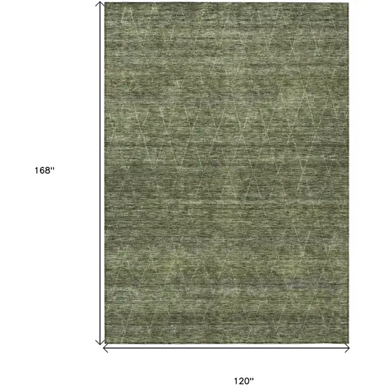 Olive Green And Ivory Geometric Washable Indoor Outdoor Area Rug Photo 3