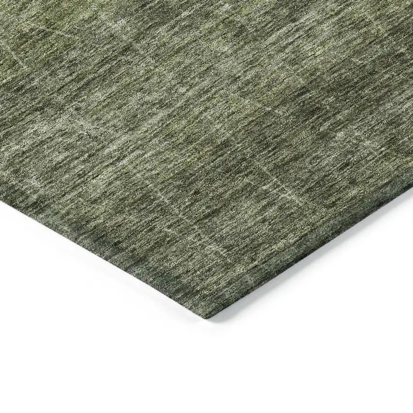 Olive Green And Ivory Geometric Washable Indoor Outdoor Area Rug Photo 5