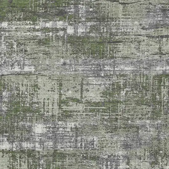 Olive Green And Ivory Geometric Washable Indoor Outdoor Area Rug Photo 3