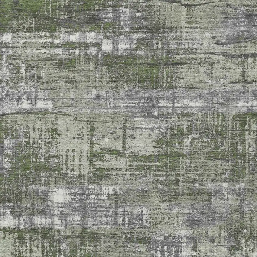 Olive Green And Ivory Geometric Washable Indoor Outdoor Area Rug Photo 3