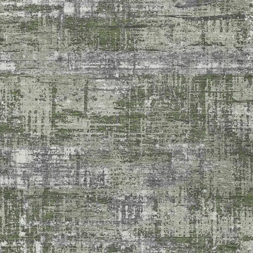 Olive Green And Ivory Geometric Washable Indoor Outdoor Area Rug Photo 4