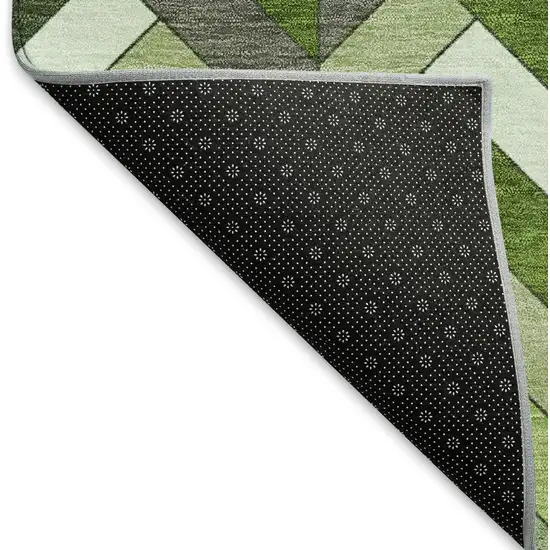 Olive Green And Ivory Geometric Washable Indoor Outdoor Area Rug Photo 6