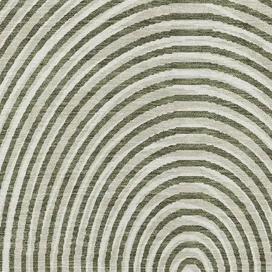 Olive Green And Ivory Geometric Washable Indoor Outdoor Area Rug Photo 3