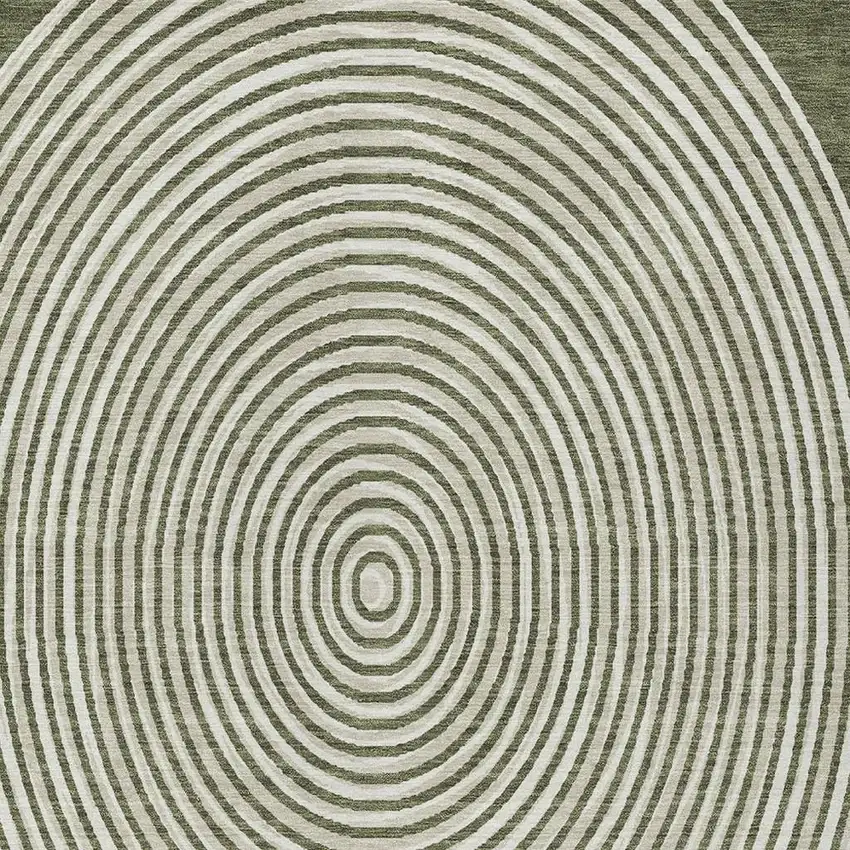 Olive Green And Ivory Geometric Washable Indoor Outdoor Area Rug Photo 3