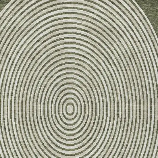 Olive Green And Ivory Geometric Washable Indoor Outdoor Area Rug Photo 3
