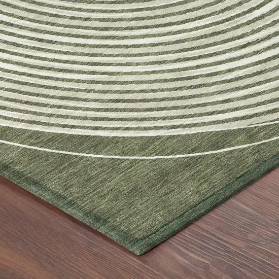 Olive Green And Ivory Geometric Washable Indoor Outdoor Area Rug Photo 6