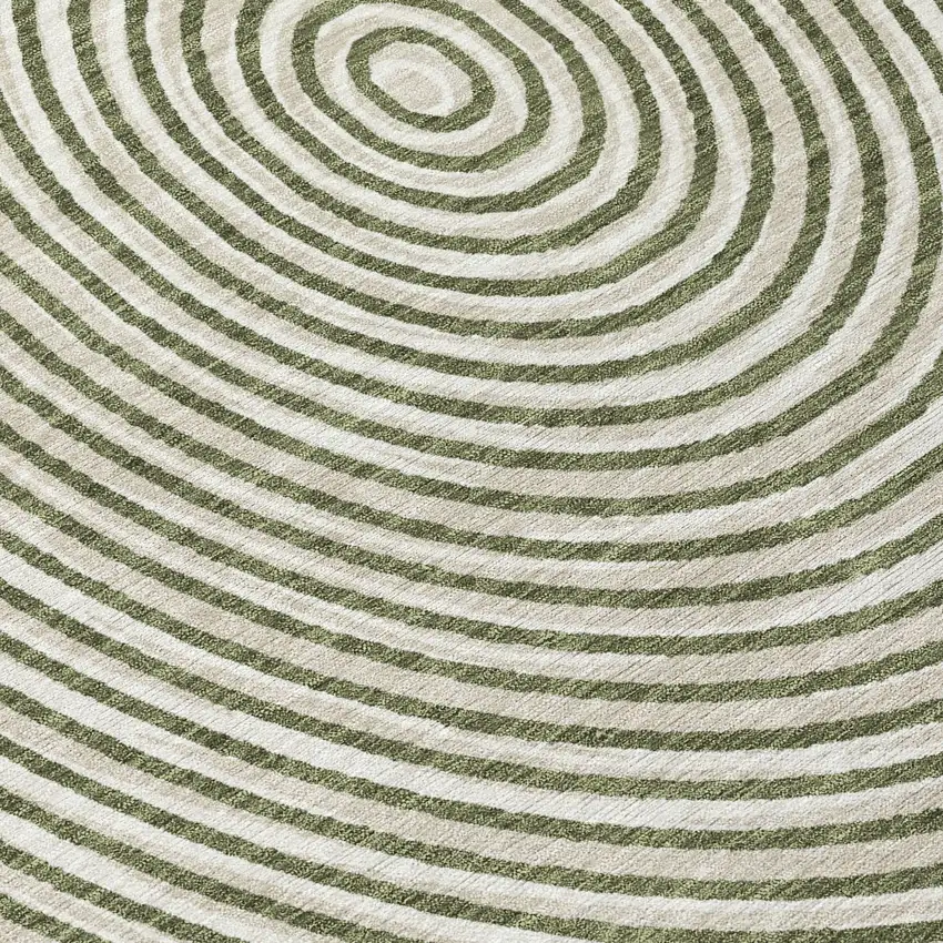 Olive Green And Ivory Geometric Washable Indoor Outdoor Area Rug Photo 7