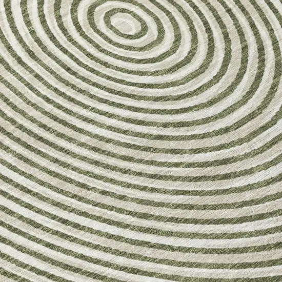 Olive Green And Ivory Geometric Washable Indoor Outdoor Area Rug Photo 7