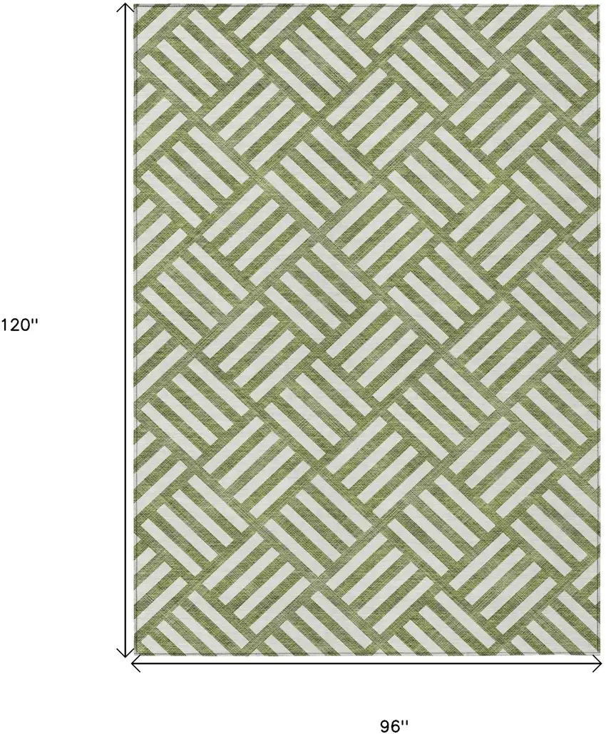 Olive Green And Ivory Geometric Washable Indoor Outdoor Area Rug Photo 6