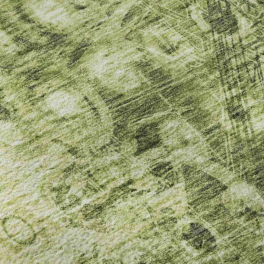 Olive Green And Ivory Ikat Washable Area Rug With UV Protection Photo 8