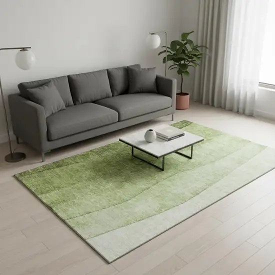 Olive Green And Ivory Ombre Washable Area Rug With UV Protection Photo 2