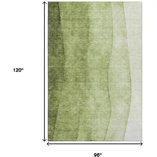 Olive Green And Ivory Ombre Washable Area Rug With UV Protection Photo 6