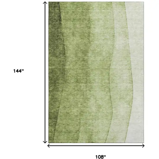 Olive Green And Ivory Ombre Washable Area Rug With UV Protection Photo 5