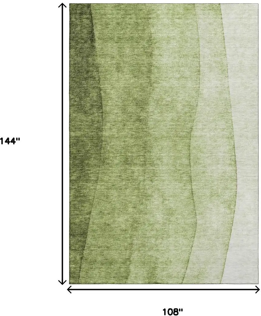 Olive Green And Ivory Ombre Washable Area Rug With UV Protection Photo 5