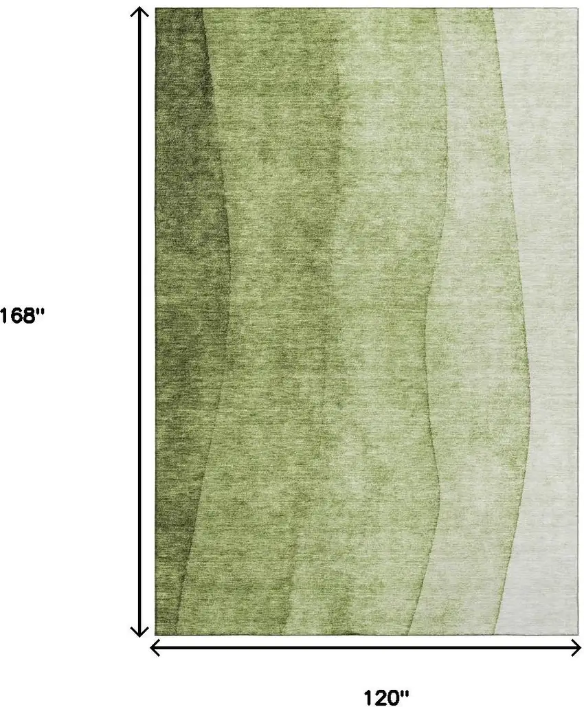 Olive Green And Ivory Ombre Washable Area Rug With UV Protection Photo 7
