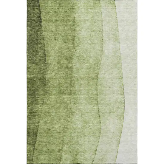 Olive Green And Ivory Ombre Washable Area Rug With UV Protection Photo 1