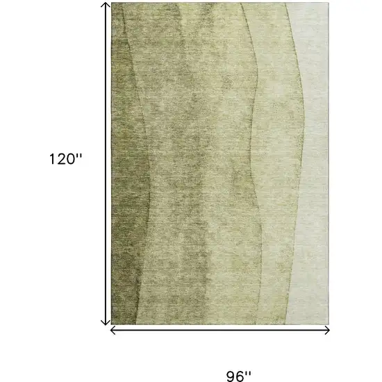 Olive Green And Ivory Ombre Washable Area Rug With UV Protection Photo 3