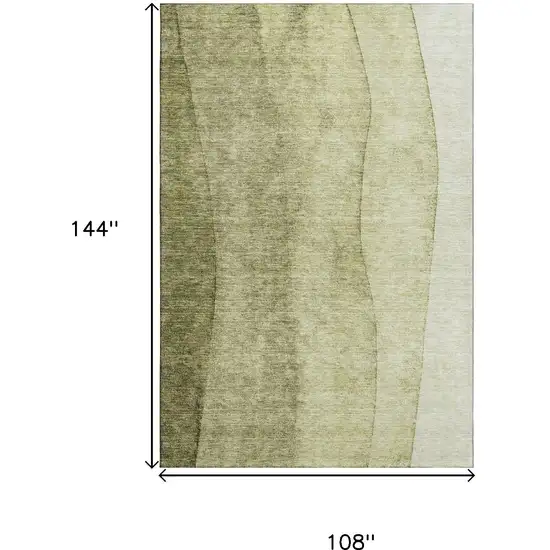 Olive Green And Ivory Ombre Washable Area Rug With UV Protection Photo 3