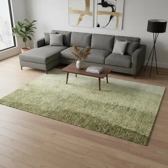 Olive Green And Ivory Ombre Washable Area Rug With UV Protection Photo 1