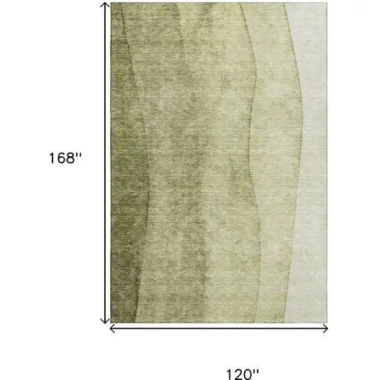 Olive Green And Ivory Ombre Washable Area Rug With UV Protection Photo 3