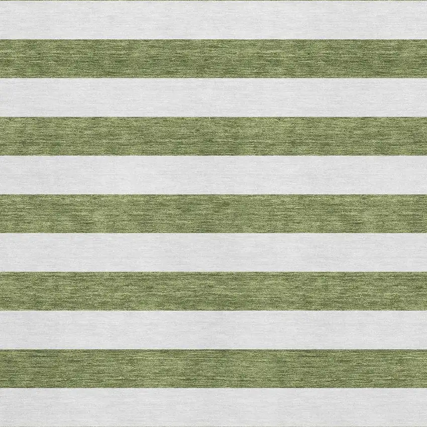 Olive Green And Ivory Striped Washable Area Rug With UV Protection Photo 8