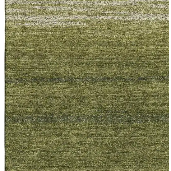 Olive Green And Ivory Striped Washable Area Rug With UV Protection Photo 3