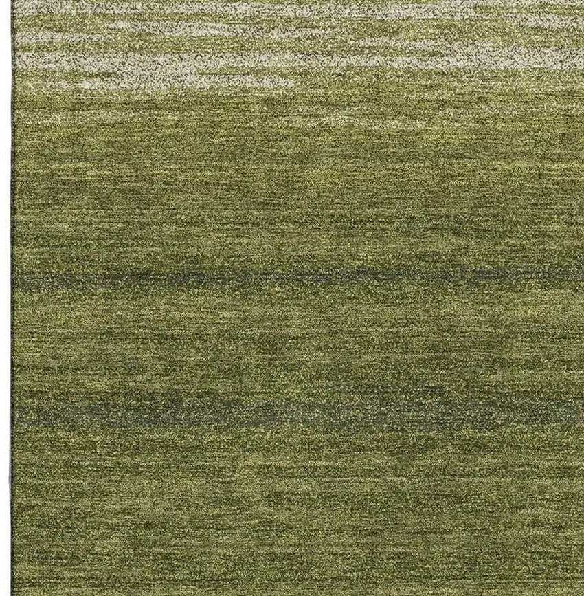 Olive Green And Ivory Striped Washable Area Rug With UV Protection Photo 3