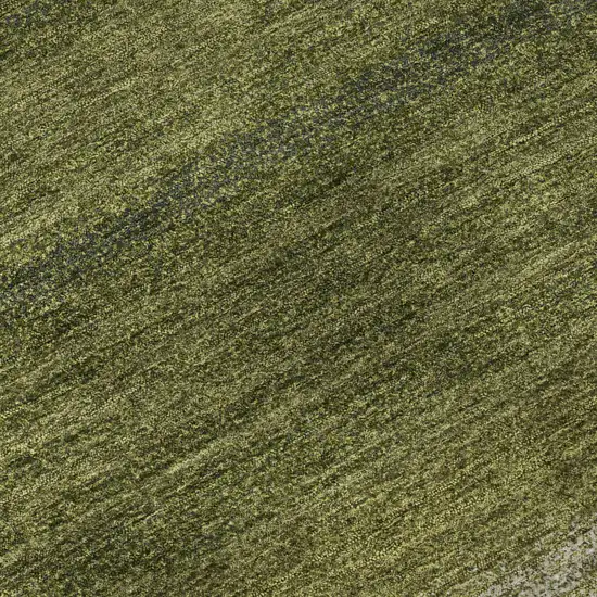 Olive Green And Ivory Striped Washable Area Rug With UV Protection Photo 9