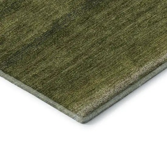 Olive Green And Ivory Striped Washable Area Rug With UV Protection Photo 7