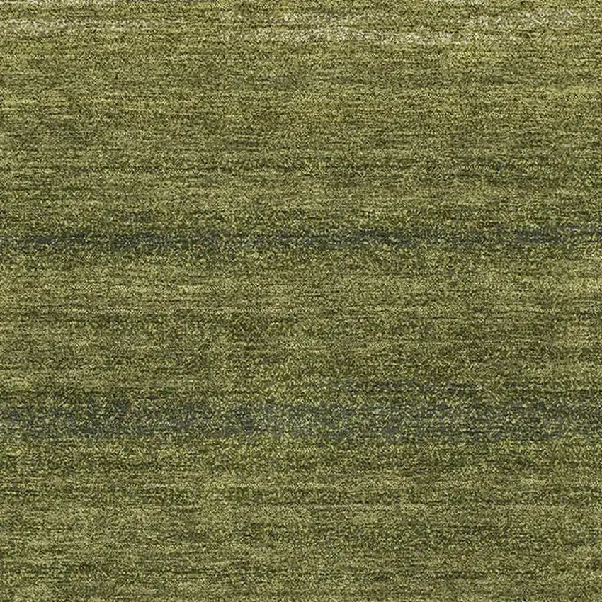 Olive Green And Ivory Striped Washable Area Rug With UV Protection Photo 2