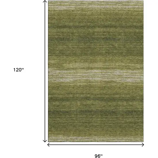 Olive Green And Ivory Striped Washable Area Rug With UV Protection Photo 9
