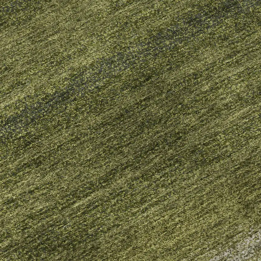 Olive Green And Ivory Striped Washable Area Rug With UV Protection Photo 9