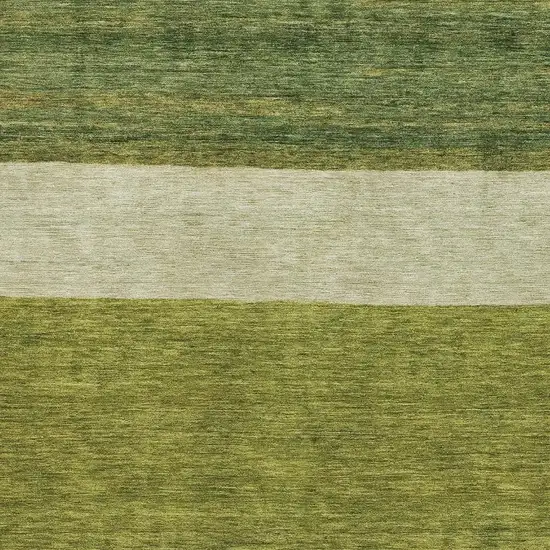 Olive Green And Ivory Striped Washable Area Rug With UV Protection Photo 2