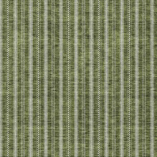Olive Green And Ivory Striped Washable Indoor Outdoor Area Rug Photo 5