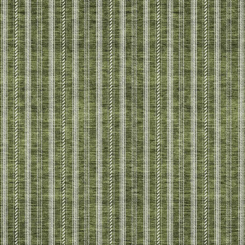 Olive Green And Ivory Striped Washable Indoor Outdoor Area Rug Photo 5