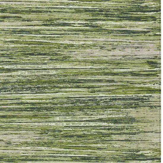 Olive Green And Ivory Striped Washable Indoor Outdoor Area Rug Photo 6