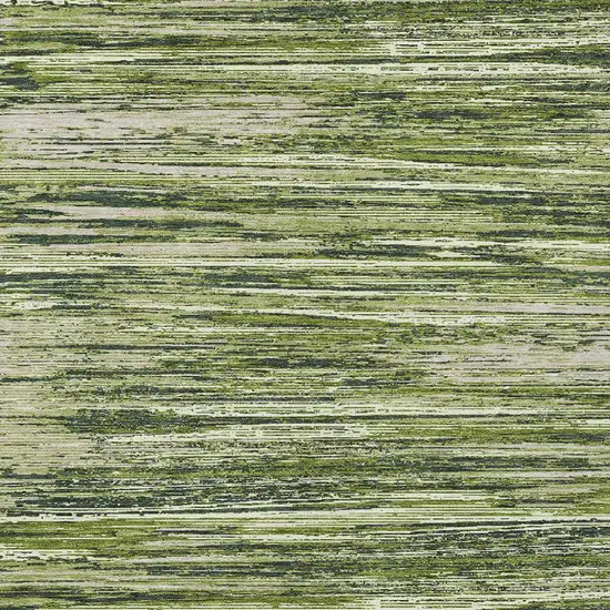 Olive Green And Ivory Striped Washable Indoor Outdoor Area Rug Photo 6