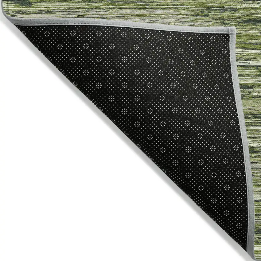 Olive Green And Ivory Striped Washable Indoor Outdoor Area Rug Photo 4