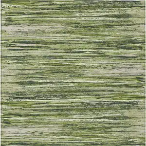 Photo of Olive Green And Ivory Striped Washable Indoor Outdoor Area Rug