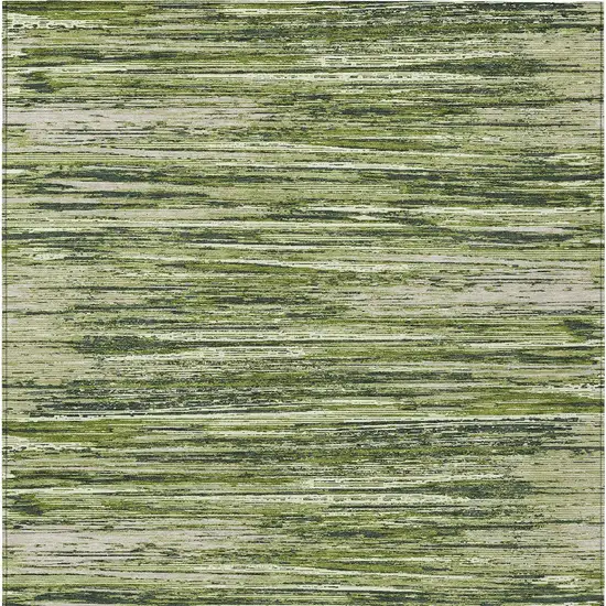 Olive Green And Ivory Striped Washable Indoor Outdoor Area Rug Photo 7