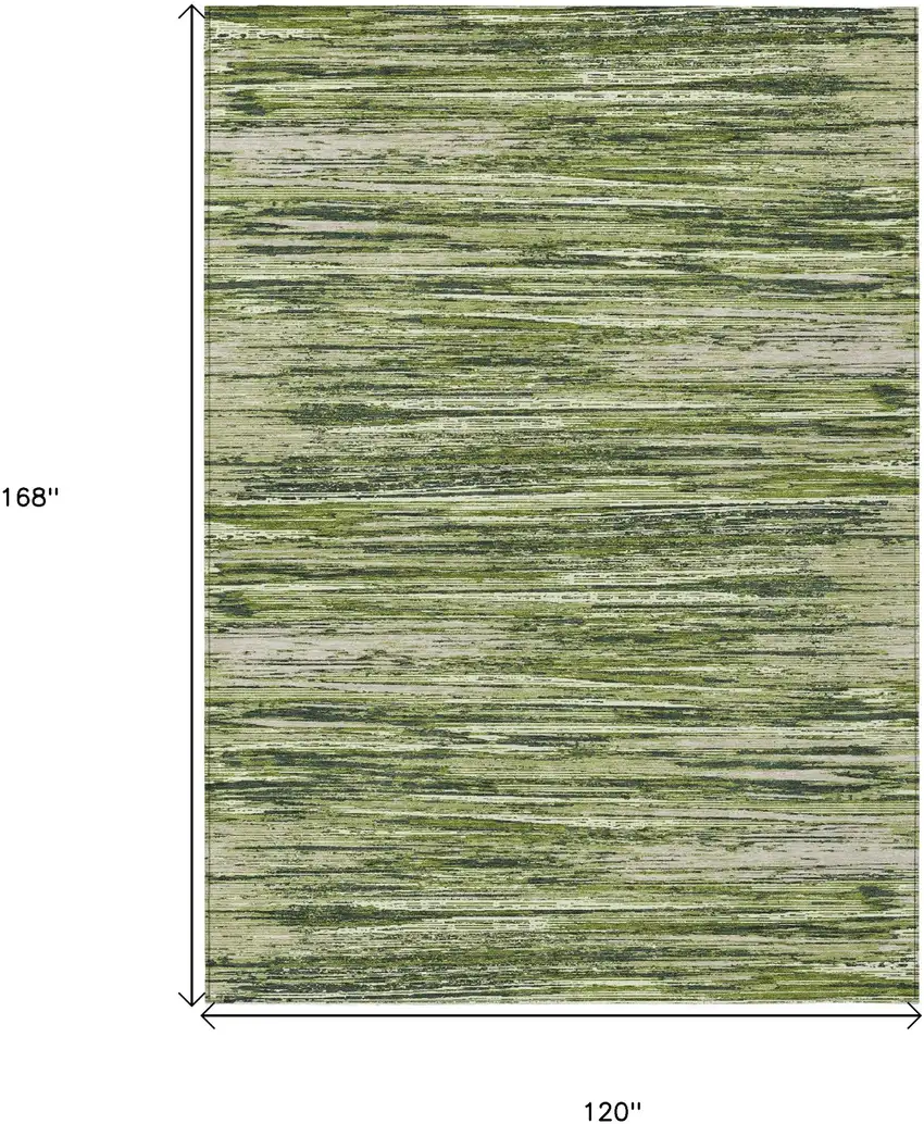 Olive Green And Ivory Striped Washable Indoor Outdoor Area Rug Photo 3
