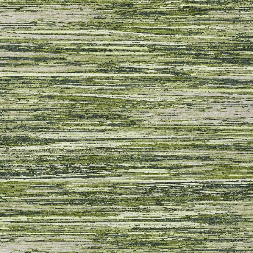 Olive Green And Ivory Striped Washable Indoor Outdoor Area Rug Photo 6