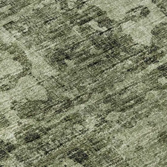 Olive Green And Ivory Tribal Washable Indoor Outdoor Area Rug Photo 8