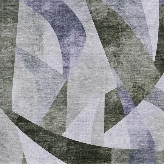 Olive Green And Lavender Abstract Washable Indoor Outdoor Area Rug Photo 4