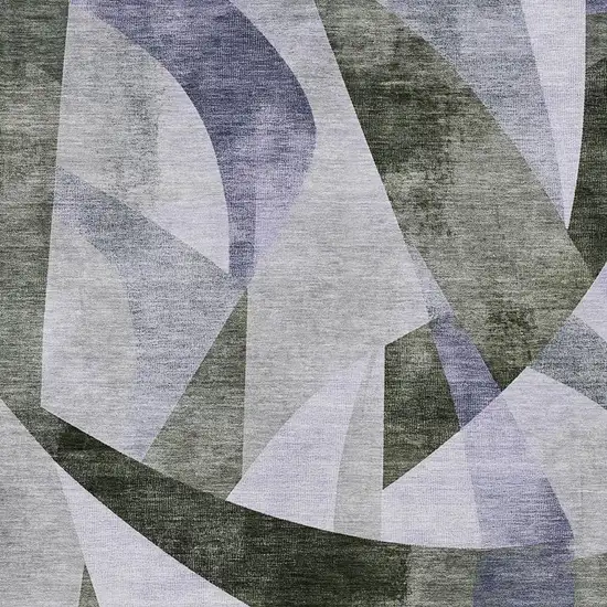 Olive Green And Lavender Abstract Washable Indoor Outdoor Area Rug Photo 3