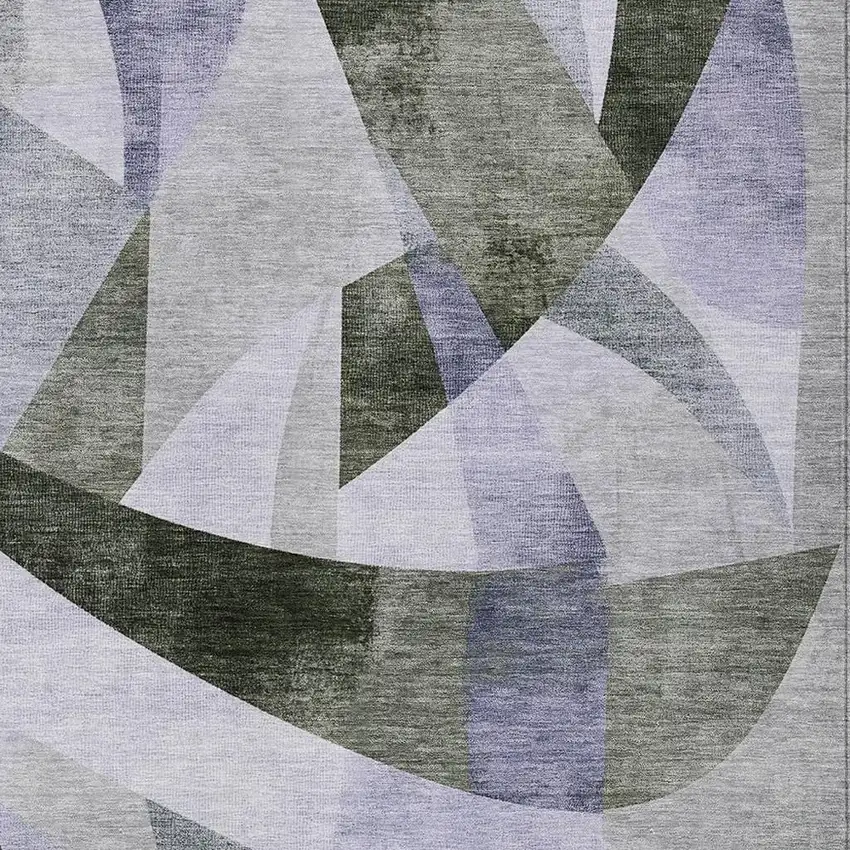 Olive Green And Lavender Abstract Washable Indoor Outdoor Area Rug Photo 4