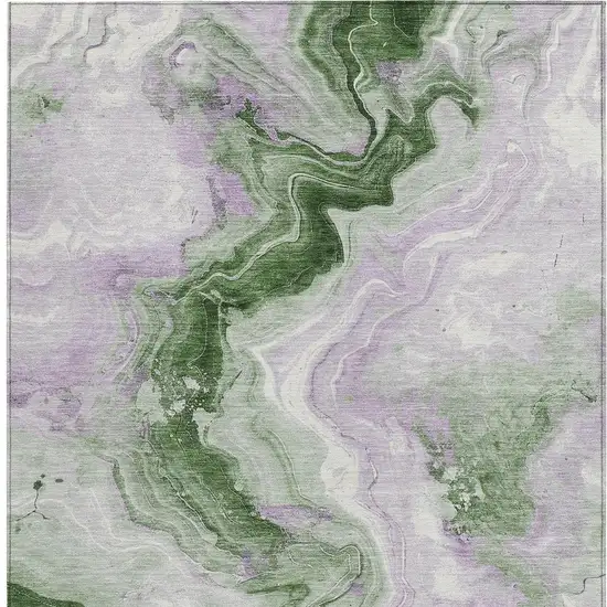 Olive Green And Lavender Abstract Washable Indoor Outdoor Area Rug Photo 3