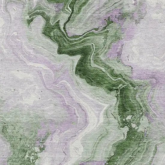 Olive Green And Lavender Abstract Washable Indoor Outdoor Area Rug Photo 3