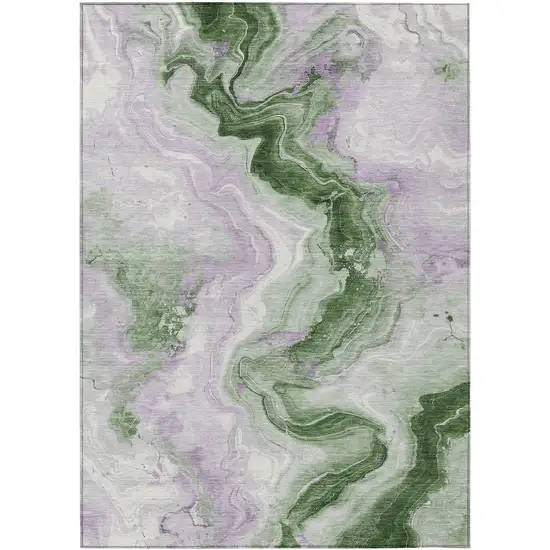 Olive Green And Lavender Abstract Washable Indoor Outdoor Area Rug Photo 1